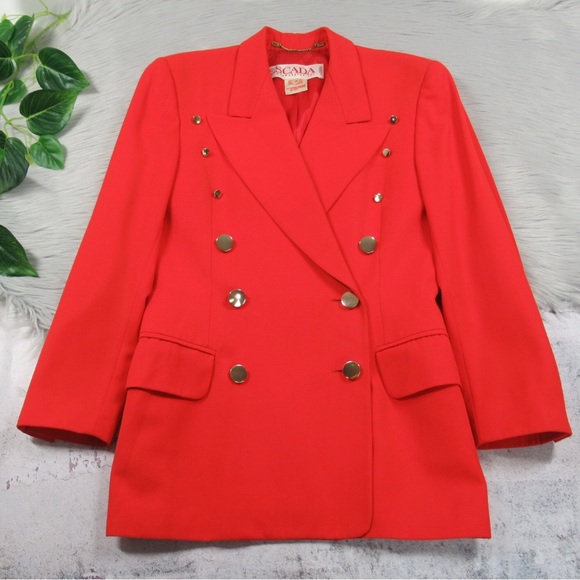 Escada Jackets & Coats Escada Vintage Wool Double Breasted Red